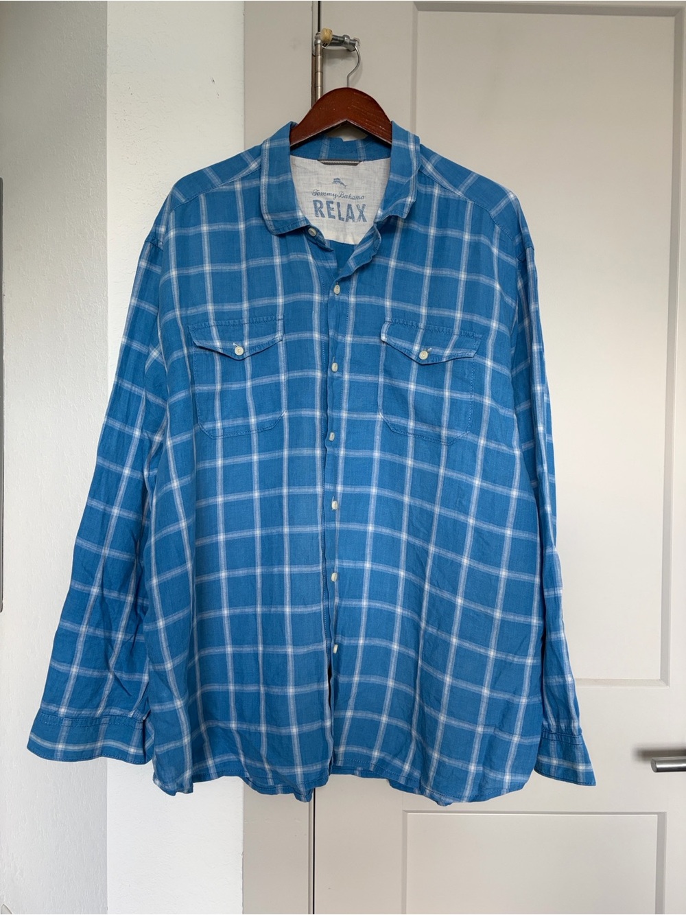 TOMMY BAHAMA RELAX LONG SLEEVE BUTTON DOWN BLUE MENS XXL